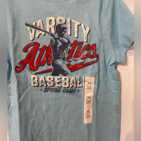 Cat & Jack Blue Varsity Baseball Kids T-Shirt Size XS 4-5 NWT - Picture 2 of 6